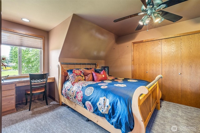 78718 Echols Rd, Hermiston, OR 97838 - carpeted bedroom featuring ceiling fan, a closet, and recessed lighting