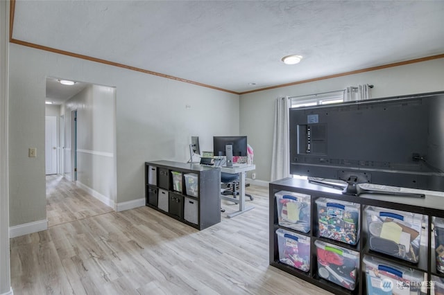 218 Holly Ln, Cosmopolis, WA 98537 - office area featuring ornamental molding and wood finished floors
