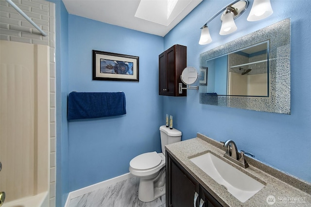 19322 Old Burn Rd, Arlington, WA 98223 - full bath with a skylight, vanity, and  shower combination