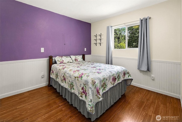 19322 Old Burn Rd, Arlington, WA 98223 - bedroom featuring wood finished floors and wainscoting