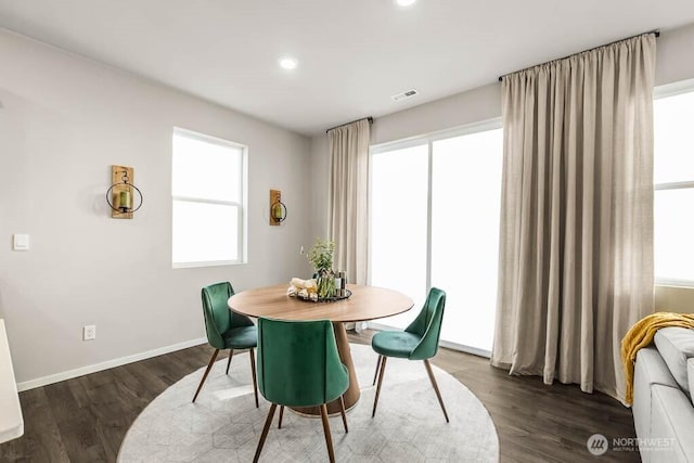 7404 281st St NW Unit 59, Stanwood, WA 98292 - dining space featuring plenty of natural light, dark wood-style flooring, and recessed lighting