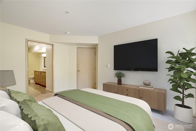 11130 SE 208th St Unit K101, Kent, WA 98031 - bedroom with light carpet and ensuite bathroom