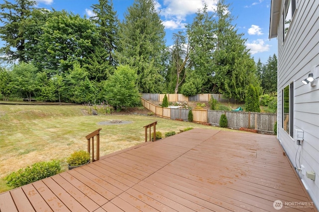 817 Darwins Way, Granite Falls, WA 98252 - wooden terrace with a fire pit and view of wooded area