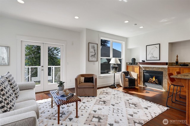 2063 13th Ave W, Seattle, WA 98119 - living room featuring french doors, plenty of natural light, light wood-type flooring, and recessed lighting