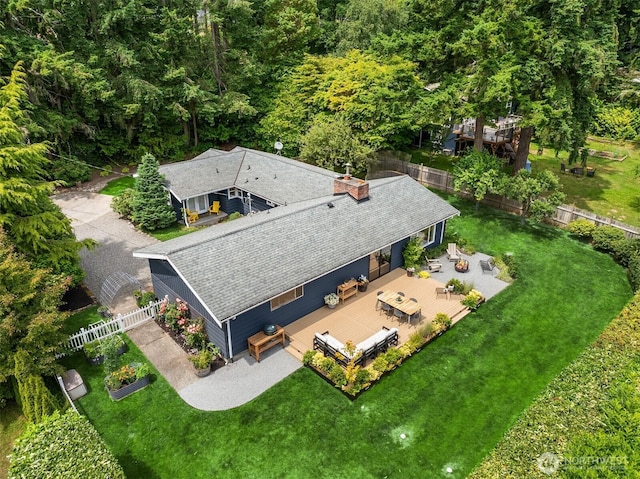 10430 NE Cascade St, Bainbridge Island, WA 98110 - view from above of property with a heavily wooded area