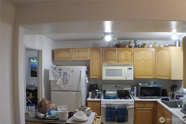 33 N Dow Mountain Pl, Hoodsport, WA 98548 - kitchen featuring white appliances and light countertops