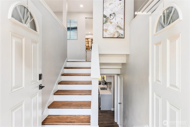 22625 1st Dr SE, Bothell, WA 98021 - stairway featuring wood finished floors