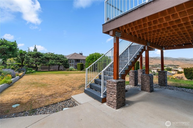 2338 Grand Ave, East Wenatchee, WA 98802 - view of patio / terrace with stairway and a mountain view