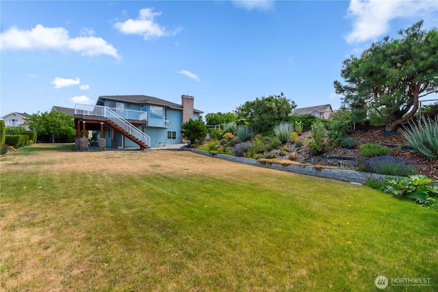 2338 Grand Ave, East Wenatchee, WA 98802 - view of green lawn featuring stairs and a deck
