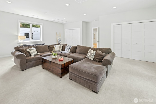 6686 NE Ralston Rd, Bainbridge Island, WA 98110 - living area with light colored carpet and recessed lighting
