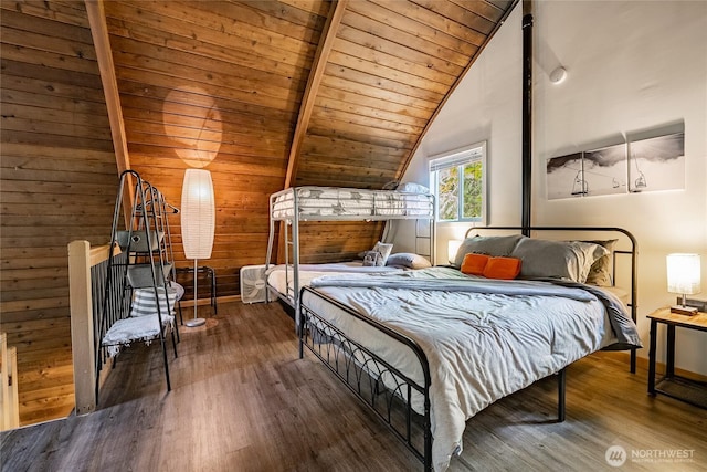 14001 Welcome Rd, Glacier, WA 98244 - bedroom with wood finished floors, wood ceiling, and wood walls
