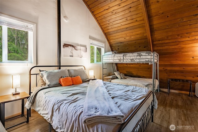 14001 Welcome Rd, Glacier, WA 98244 - bedroom with vaulted ceiling, wooden ceiling, and wood finished floors