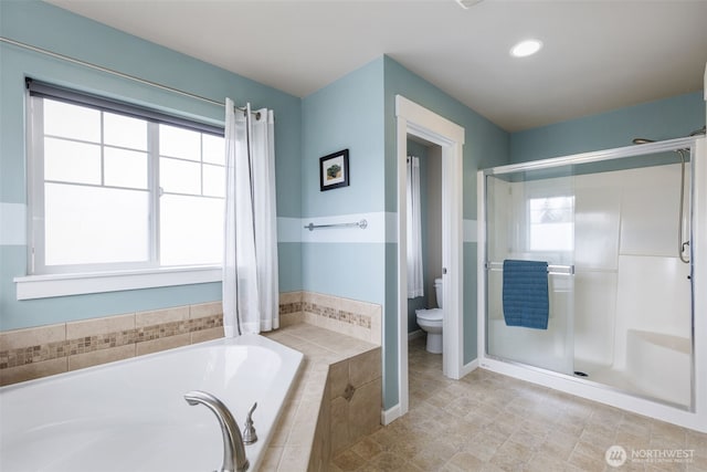 6372 Juanita Cir NE, Bremerton, WA 98311 - full bath featuring a garden tub, a stall shower, and tile patterned floors