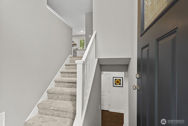 17225 429th Ave SE, North Bend, WA 98045 - stairway featuring wood finished floors and baseboards