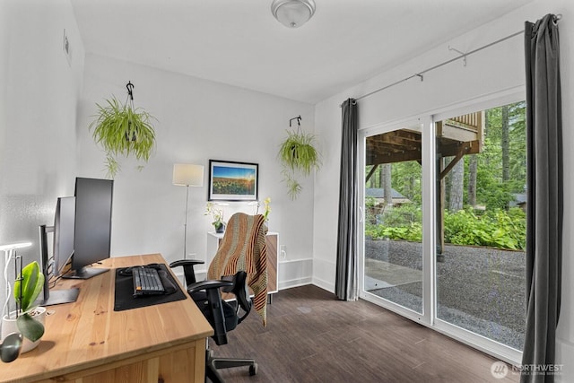 17225 429th Ave SE, North Bend, WA 98045 - home office with dark wood-type flooring and baseboards