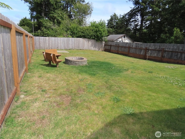 608 S Forrest St, Westport, WA 98595 - fenced backyard with a fire pit