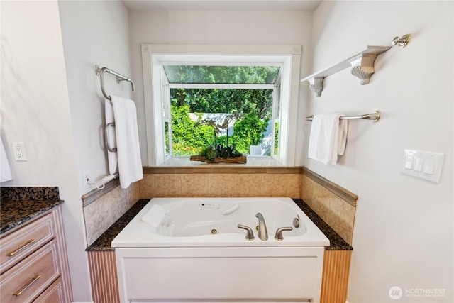 7001 Palm Ln, Anacortes, WA 98221 - bathroom featuring a jetted tub and vanity