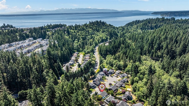 13233 59th Ave W, Edmonds, WA 98026 - aerial view of property and surrounding area with a forest and a water and mountain view