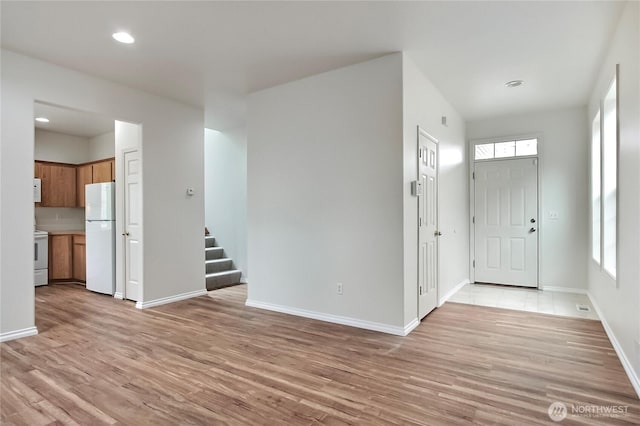 8415 15th Ave SE, Olympia, WA 98513 - entryway featuring light wood-type flooring, stairway, and recessed lighting