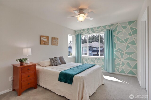 4615 SW Olivine Dr SW, Port Orchard, WA 98367 - bedroom with light colored carpet and ceiling fan