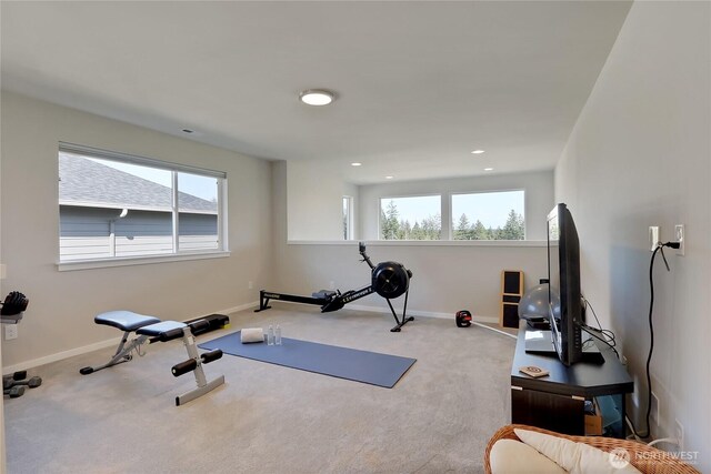 4615 SW Olivine Dr SW, Port Orchard, WA 98367 - workout area with carpet flooring and recessed lighting
