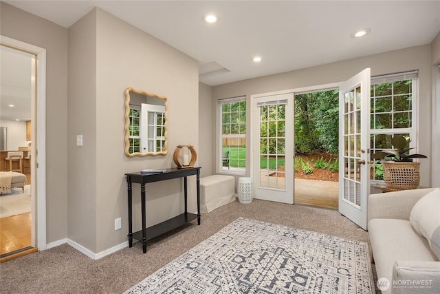 7089 NE Bay Hill Rd, Bainbridge Island, WA 98110 - doorway featuring carpet, healthy amount of natural light, and recessed lighting
