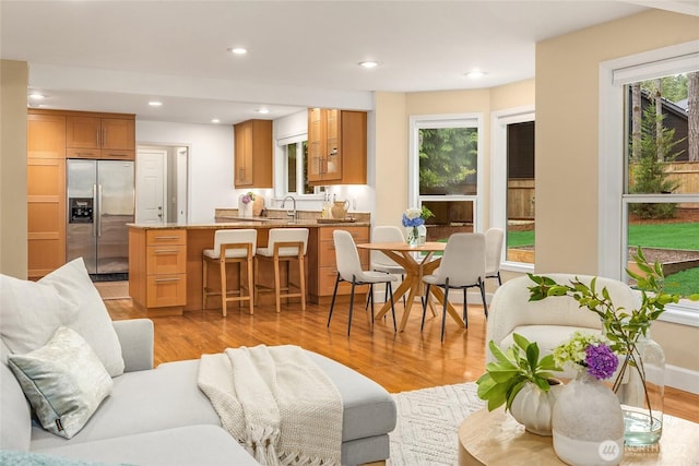 7089 NE Bay Hill Rd, Bainbridge Island, WA 98110 - living area with light wood-type flooring and recessed lighting