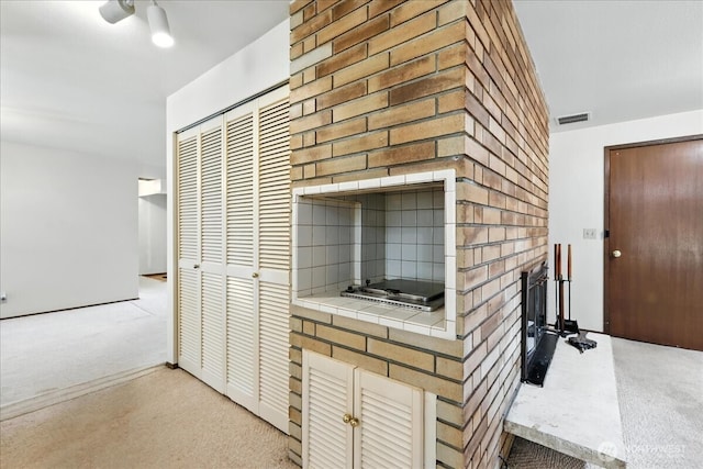 15023 Densmore Ave N, Shoreline, WA 98133 - detailed view of a fireplace and carpet flooring