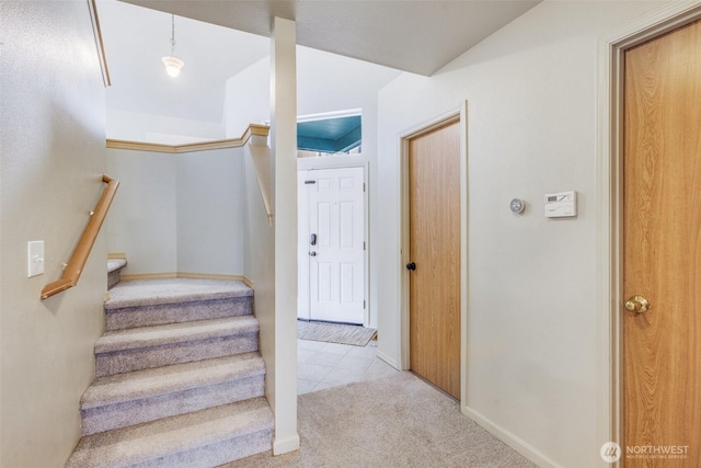 6713 135th E, Puyallup, WA 98373 - stairs featuring carpet and tile patterned floors