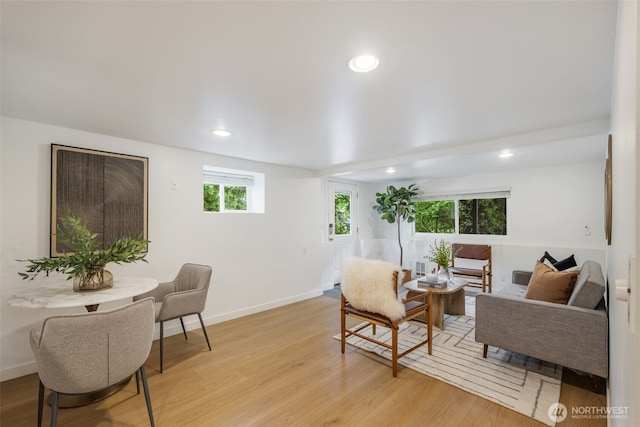 1222 6th Ave N, Seattle, WA 98109 - living room featuring light wood-style flooring and recessed lighting
