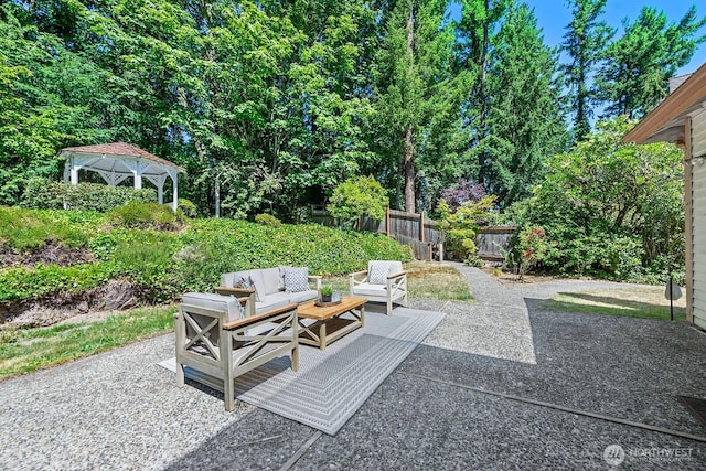 16909 NE 37th Pl, Bellevue, WA 98008 - view of patio with an outdoor hangout area and a gazebo
