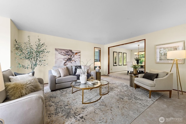 16909 NE 37th Pl, Bellevue, WA 98008 - living area featuring carpet floors and a chandelier