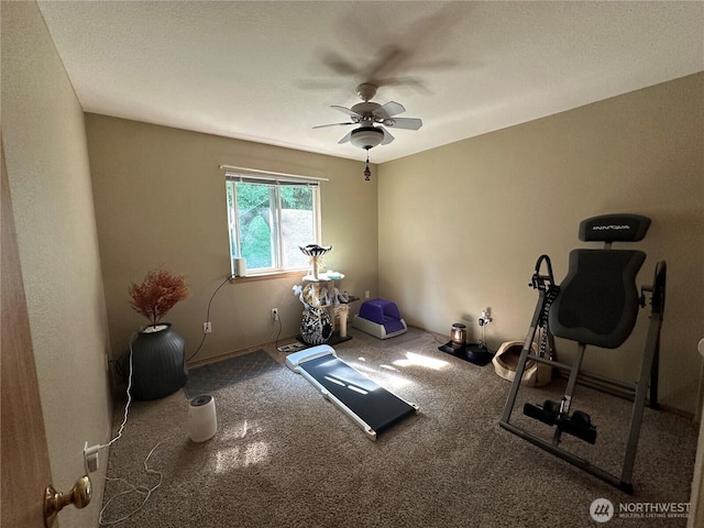 15015 105th Ave SE, Yelm, WA 98597 - workout room with a ceiling fan and carpet floors