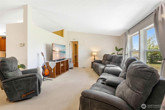 101 E 8th St, Lind, WA 99341 - living room featuring light carpet and lofted ceiling