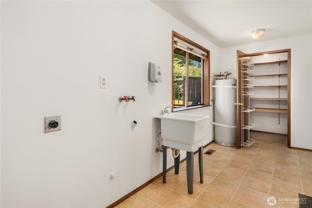 18552 15th Loop NE, Poulsbo, WA 98370 - laundry room featuring water heater, hookup for a gas dryer, washer hookup, and hookup for an electric dryer