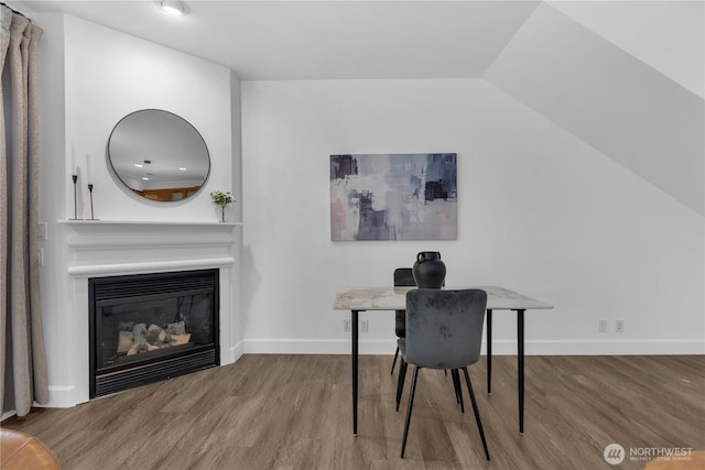 7549 SE 29th St Unit 301, Mercer Island, WA 98040 - office area featuring wood finished floors and a glass covered fireplace