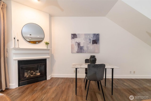 7549 SE 29th St Unit 301, Mercer Island, WA 98040 - office space with wood finished floors, a glass covered fireplace, and vaulted ceiling