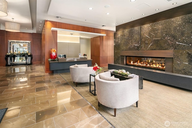 10650 NE 9th Pl Unit 2524, Bellevue, WA 98004 - lobby featuring recessed lighting and wood walls