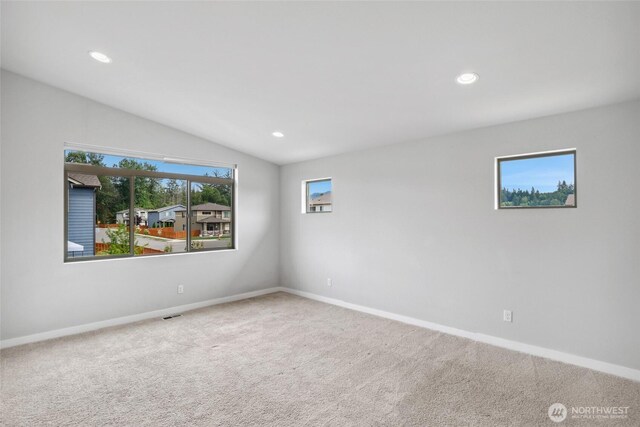 298 Hovey St, Buckley, WA 98321 - empty room with carpet floors, recessed lighting, and lofted ceiling