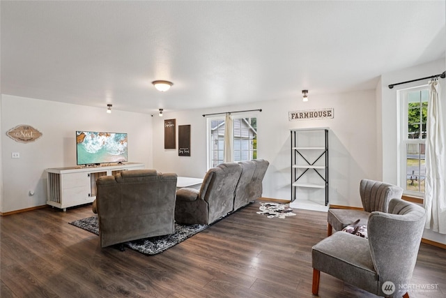17230 Heather Ln SE, Yelm, WA 98597 - living area featuring healthy amount of natural light and dark wood-style flooring