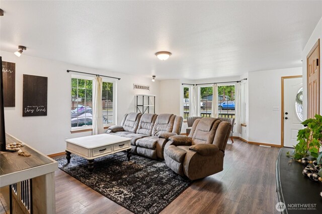 17230 Heather Ln SE, Yelm, WA 98597 - living area with dark wood-style flooring and baseboards