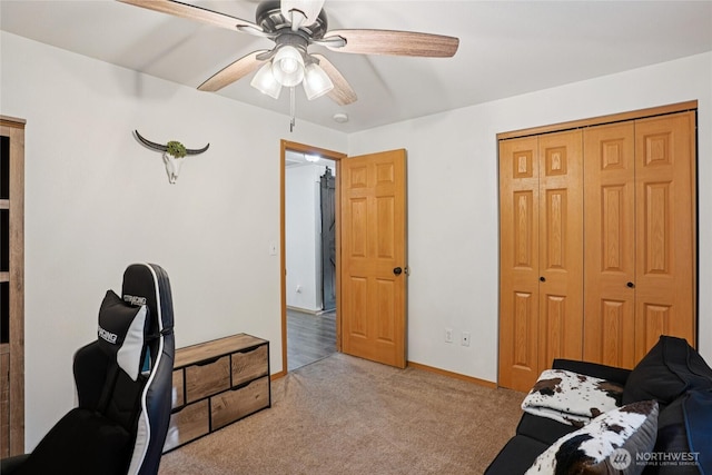 17230 Heather Ln SE, Yelm, WA 98597 - carpeted office space with a ceiling fan and baseboards