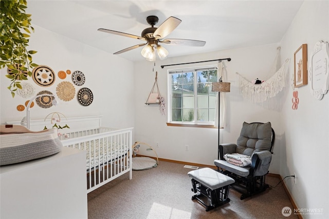 17230 Heather Ln SE, Yelm, WA 98597 - carpeted bedroom featuring a nursery area and ceiling fan