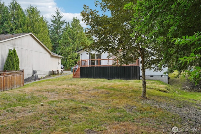17230 Heather Ln SE, Yelm, WA 98597 - view of yard featuring a wooden deck and stairway