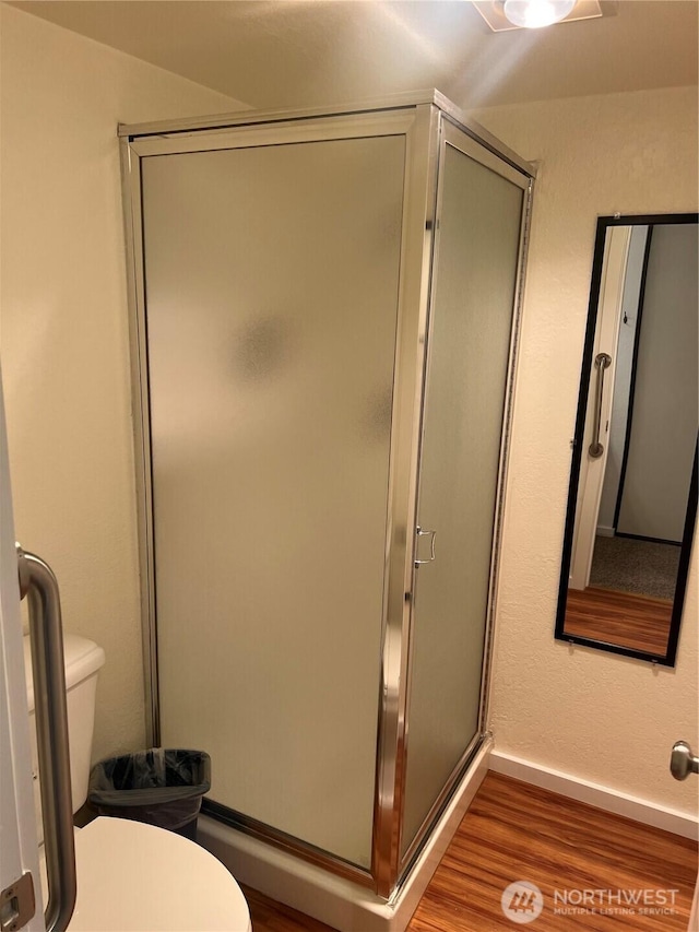 4800 200th St SW Unit E205, Lynnwood, WA 98036 - full bath with wood finished floors and a stall shower