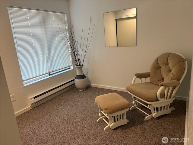 4800 200th St SW Unit E205, Lynnwood, WA 98036 - living area with a baseboard radiator and carpet floors