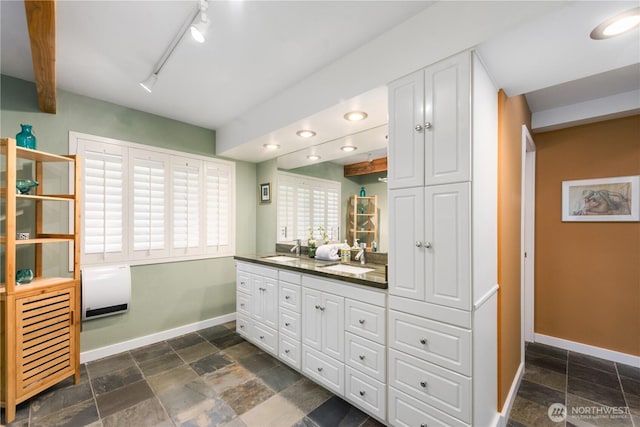 7623 NE 123rd St, Kirkland, WA 98034 - full bath featuring stone tile floors and double vanity
