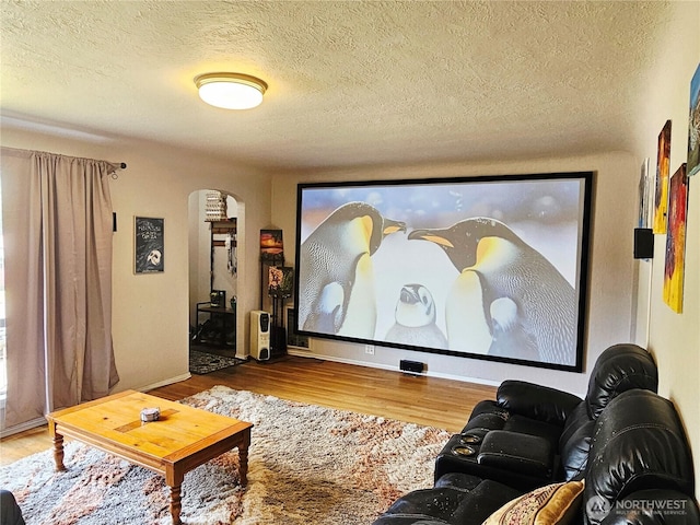 591 Division Ave, Morton, WA 98356 - cinema with arched walkways, wood finished floors, and a textured ceiling