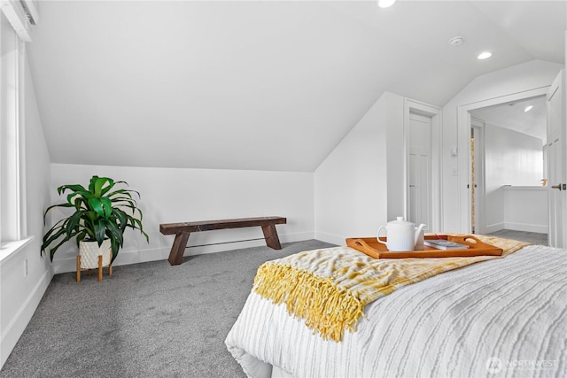 1584 Main St, Lynden, WA 98264 - carpeted bedroom with vaulted ceiling, recessed lighting, and baseboard heating