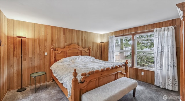 12350 SE 96th Pl, Renton, WA 98056 - bedroom featuring carpet floors and wooden walls